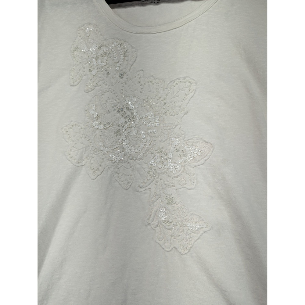 Charter Club White Sleeveless‎ Embellished T Shirt Top Size M - Picture 4 of 8